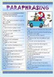 English Worksheet: Paraphrasing + KEY