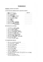 English Worksheet: adverb-adejective