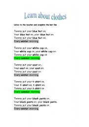 English Worksheet: Clothes and seasons