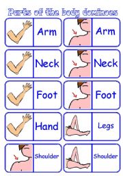 English Worksheet: Parts of the body - dominoes [28 cards X 7 words] ((3 pages)) - instructions included