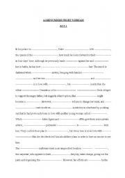 English Worksheet: a midsummer nights dream gapped text