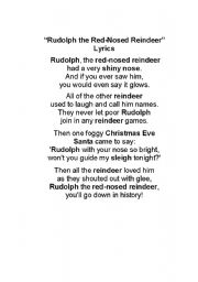 English worksheet: Rudolph the Red-Nosed Reindeer