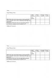 English Worksheet: Daily Writing Rubric