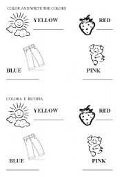 English Worksheet: COLOR AND WRITE THE COLORS
