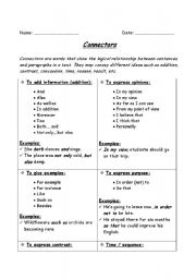 English Worksheet: connectors