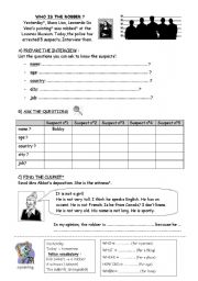 English Worksheet: suspect games