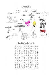 christmas vocab  matching, wordsearch