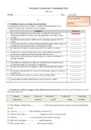 English Worksheet: grammar test