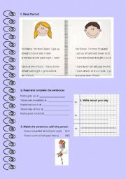 English Worksheet: My day