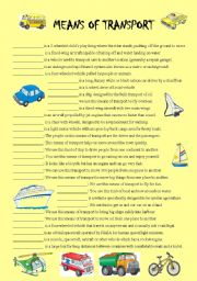 English Worksheet: Means of transport - descriptions
