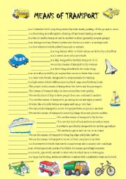 English Worksheet: Means of transport - descriptions