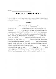 English worksheet: Thesarus Worksheet 1