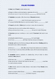 English Worksheet: False friends