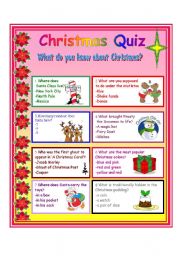 English Worksheet: Christmas Quiz