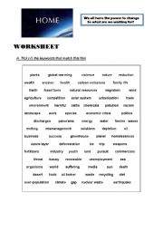 English Worksheet: Environmental issues: Worksheet on documentary HOME