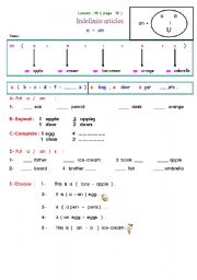 English worksheet:  a - an -s