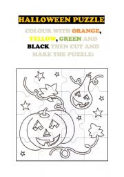 English worksheet: halloween puzzle