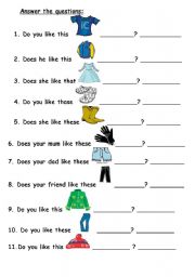 English Worksheet: clothes