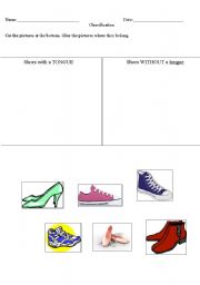 English Worksheet: shoes with tongue