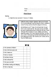 English Worksheet: Final exam (4 pages)