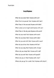 English worksheet: Rhyme