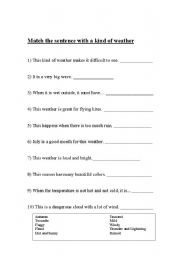 English Worksheet: Weather Matching Quiz