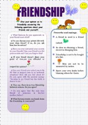 English Worksheet: Friendship