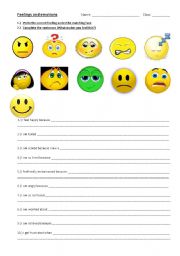 English Worksheet: Feelings and Emotions worksheet