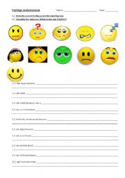 Feelings and Emotions worksheet