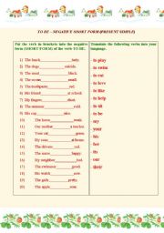 English Worksheet: Present Simple Tense of the verb TO BE (negative form).