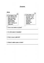 English worksheet: season