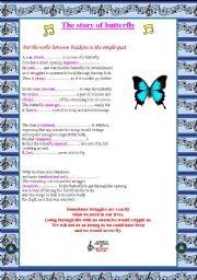 English worksheet: the story of butterfly