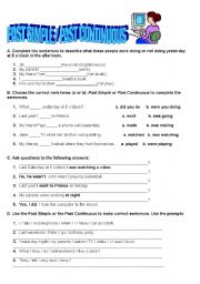 worksheet on Past simple and Past continuous