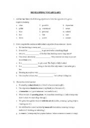 English worksheet: Developing vocabulary