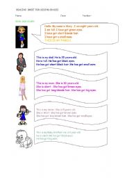 English worksheet: reading about physical appearance