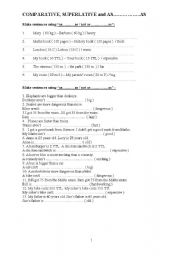 English Worksheet: comparative and superlative