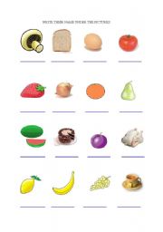 English Worksheet: food,frut vegetable
