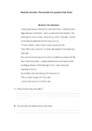 English worksheet: reading comprehension exercise