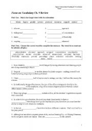 English Worksheet: Focus on Vocabulary Chapter 9