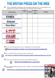 English Worksheet: the british press on th web