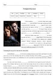 English Worksheet: Twilight Exercise