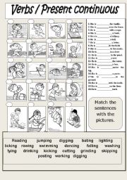 English Worksheet: Verbs  / Present continuous