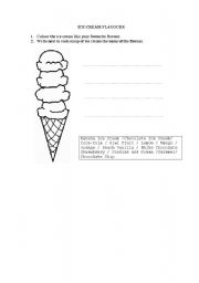 English worksheet: ice cream flavours