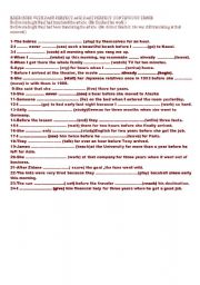 English Worksheet: EXERCISES WITH PAST PERFECT AND PAST PERFECT CONTINUOUS TENSE