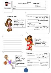 English Worksheet: Personal Information