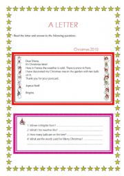 English worksheet: A LETTER