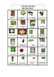 English Worksheet: VEGETABLES  PICTIONARY