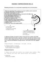 English Worksheet: following instructions