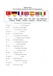 English Worksheet: capital cities