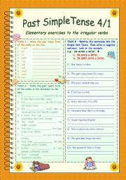 English Worksheet: Past Simple Tense 4/1 * Irregular verbs part 2 * 3 pages exercises + Answer key